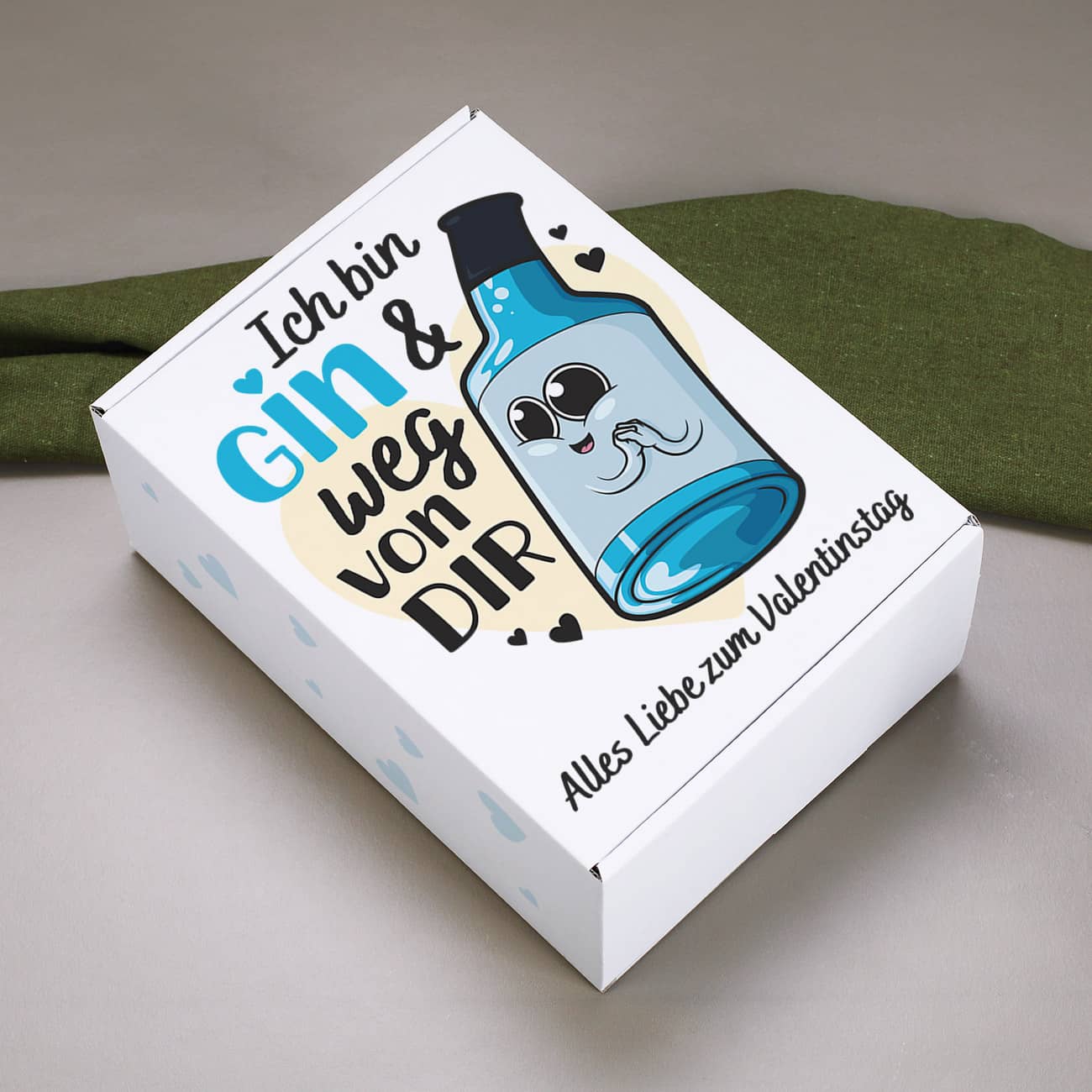 Passende Geschenkbox mit Text nach Wunsch personalisiert