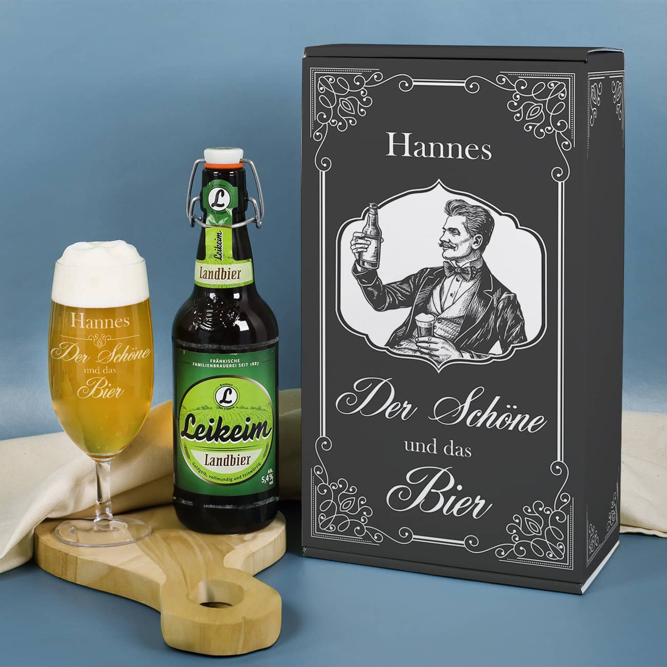 Geschenkset für Männer "Der Schne und das Bier" mit Name personalisiert