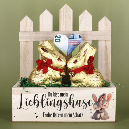 Du bist mein Lieblingshase! - Geschenkset personalisiert mit Text & befüllt mit 2 Schokohasen