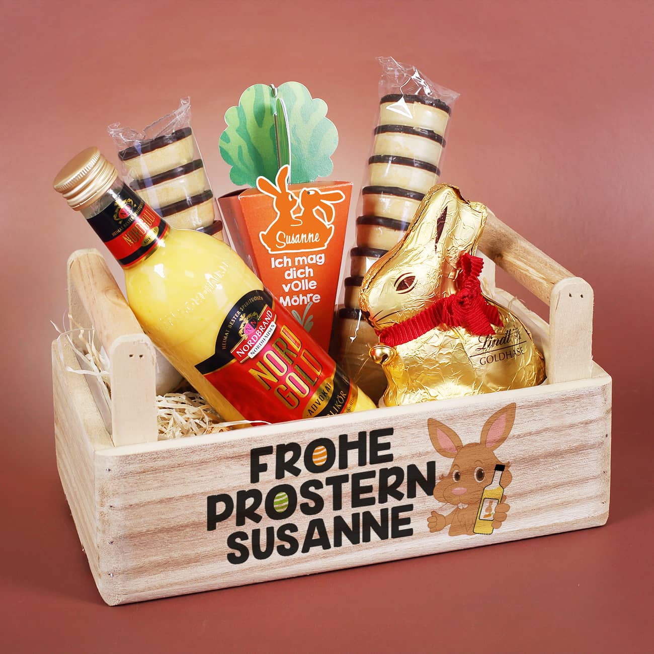 Frohe Prostern - Geschenkkorb zu Ostern mit leckerem Inhalt & Personalisierung
