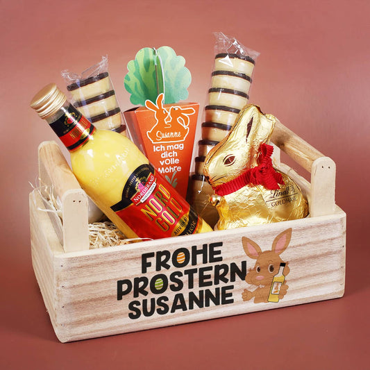 Frohe Prostern - Geschenkkorb zu Ostern mit leckerem Inhalt & Personalisierung