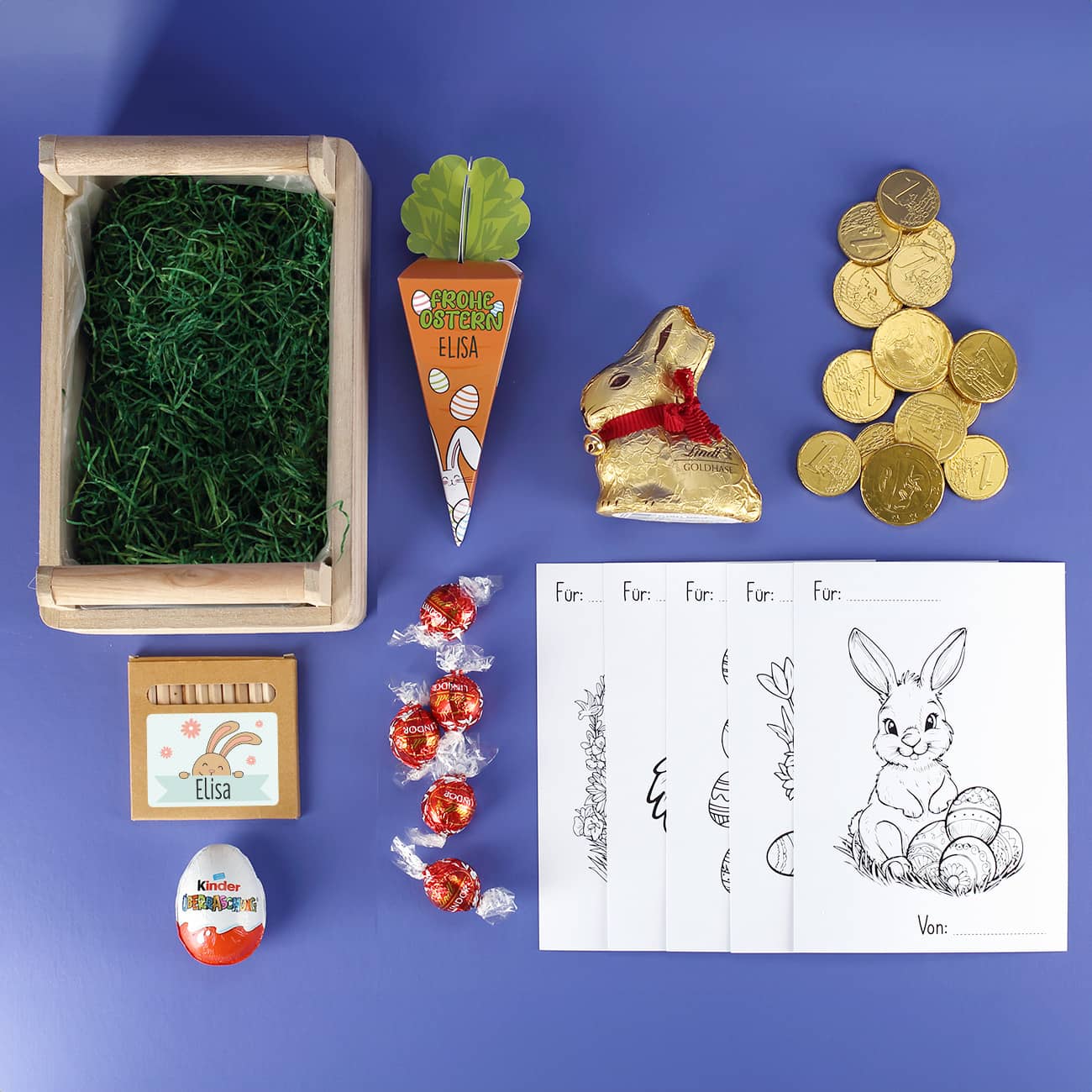 Inhalt des Geschenkkorbs zu Ostern