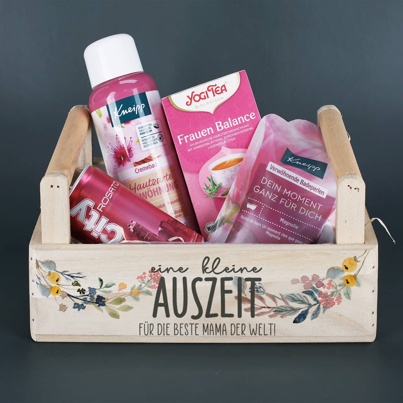 Geschenkkorb "Eine kleine Auszeit" mit Inhalt für Frauen