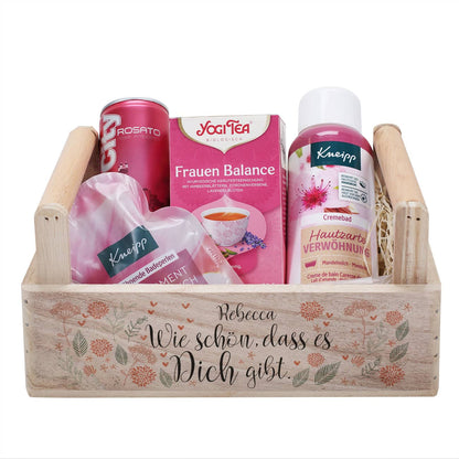 Geschenkkorb mit Name nach Wunsch bedruckt