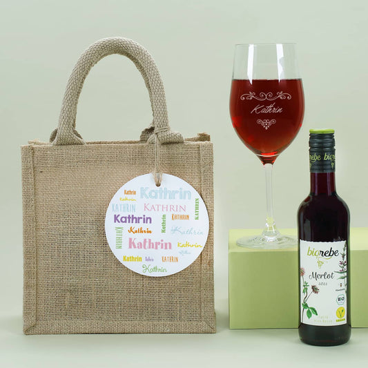 Rotwein Geschenkset mit persönlichem Weinglas