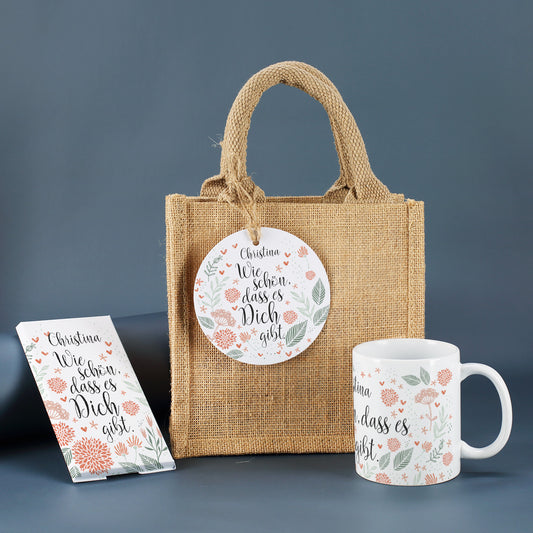 Geschenkset mit Tasse und Schokolade - Wie schön, dass es dich gibt