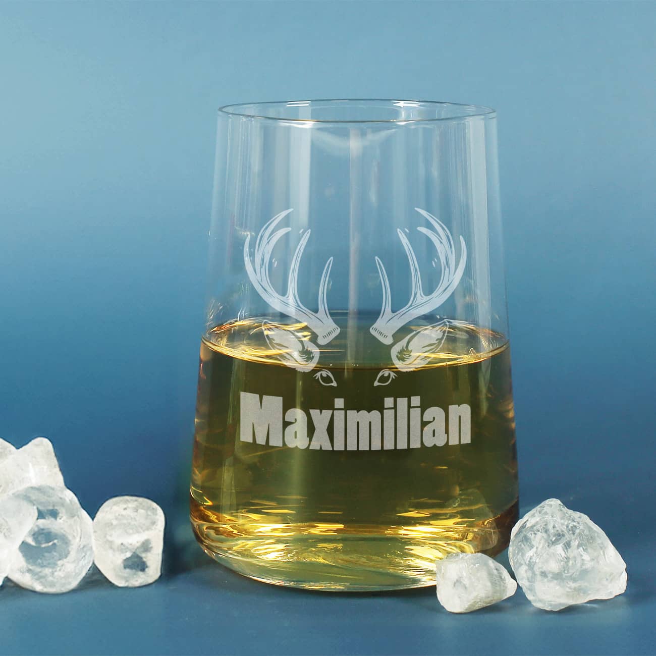 Glas mit Hirsch & Name graviert