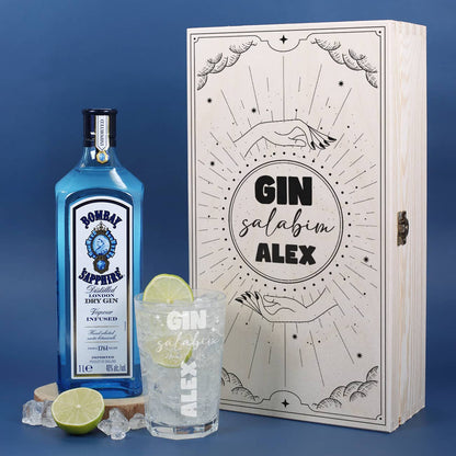 Gin Salabim Geschenkset mit Glas mit Namensgravur