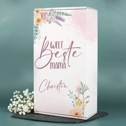 Personalisierte Geschenkverpackung mit Blumen & Name nach Wunsch bedruckt