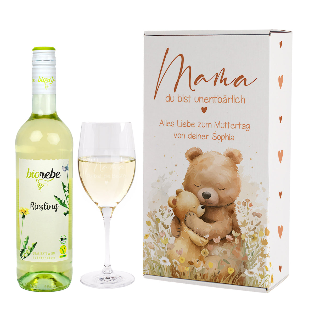 Biorebe Wein Geschenkset zum Muttertag - Mama du bist unentbärlich - Bio Wein