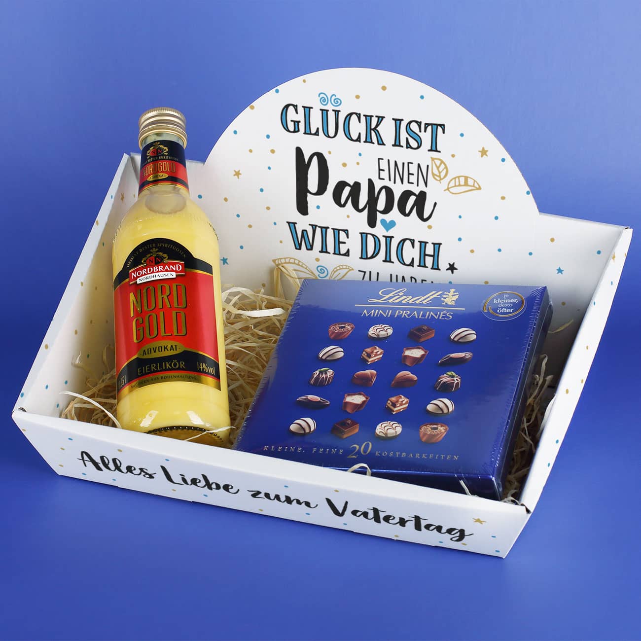 Geschenkkorb für Papa mit Eierlikör & Lindt Pralinen