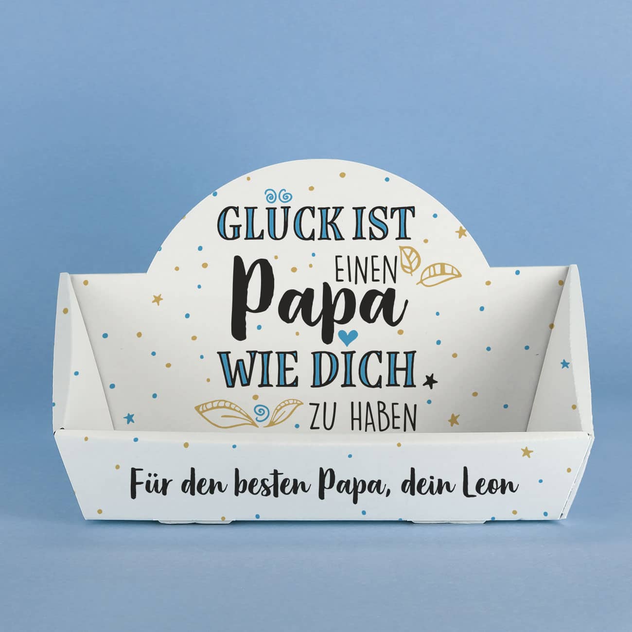 Geschenkkorb aus Karton mit personalisiertem Druck