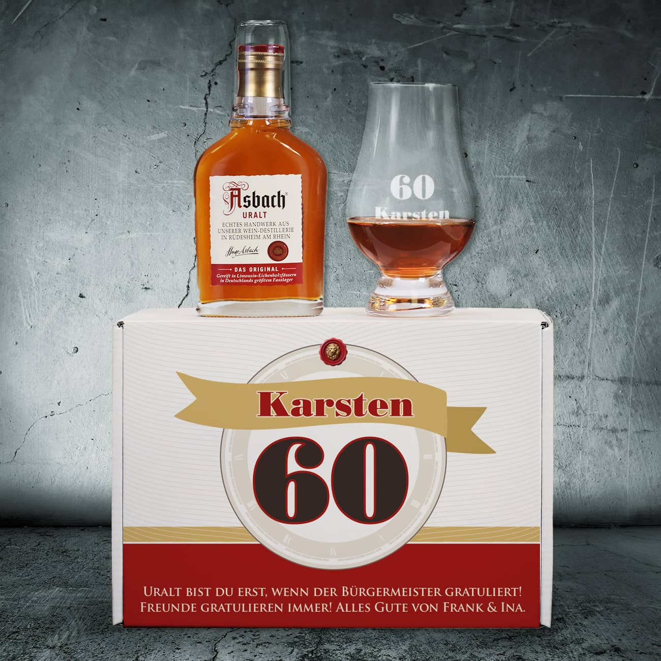 Asbach Uralt Geburtstagsgeschenk-Set mit Glas und Geschenkbox