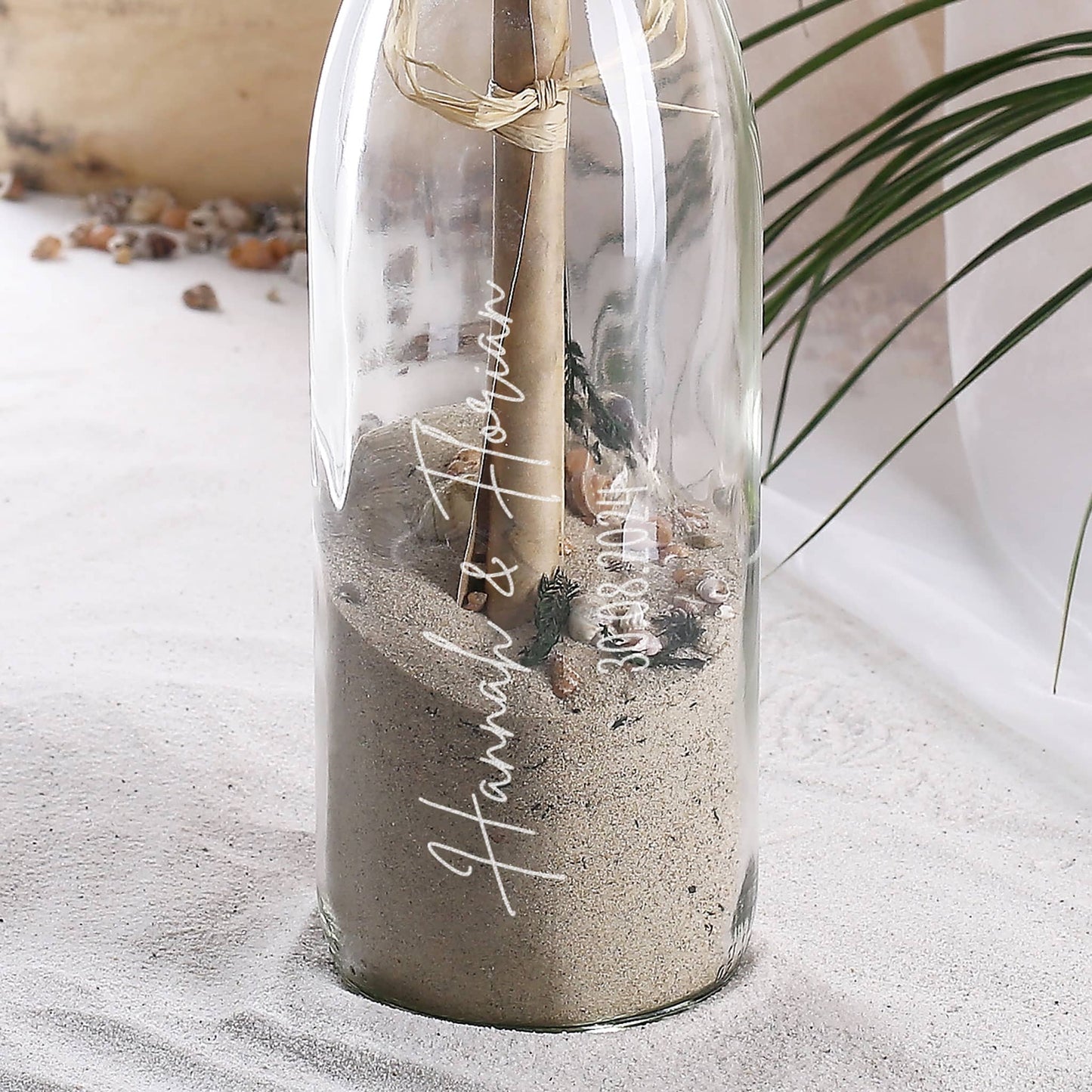 Flaschenpost mit Ihrem Wunschnamen und Datum graviert