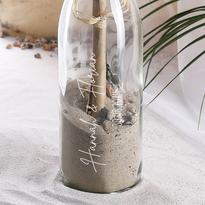 Flaschenpost mit Ihrem Wunschnamen und Datum graviert