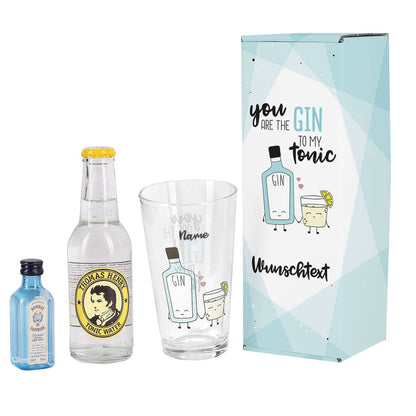 Gin Tonic Geschenkset mit Glas, Mini Bombay und Thomas Henry Tonic