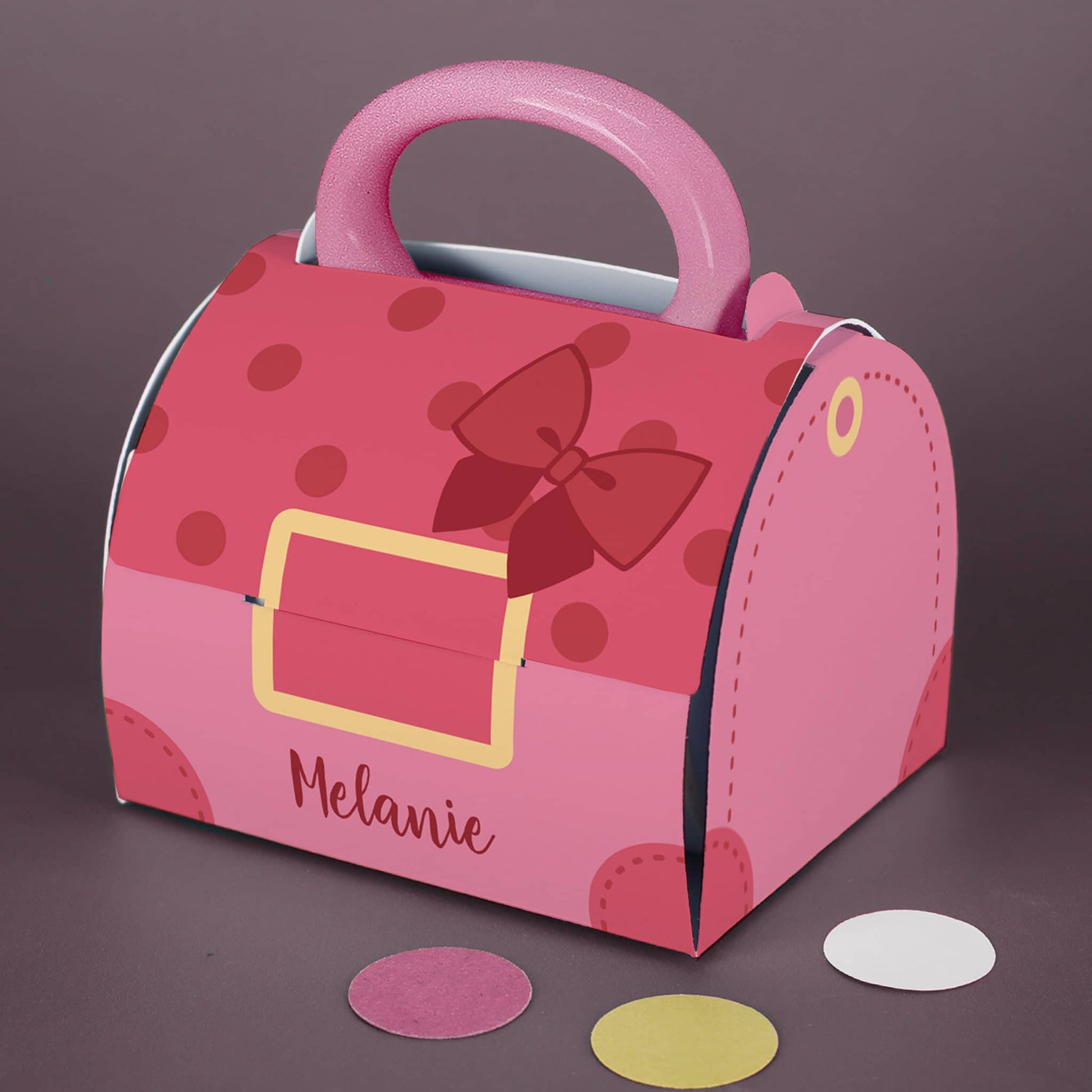 Verpackung im Stil einer pinken Handtasche