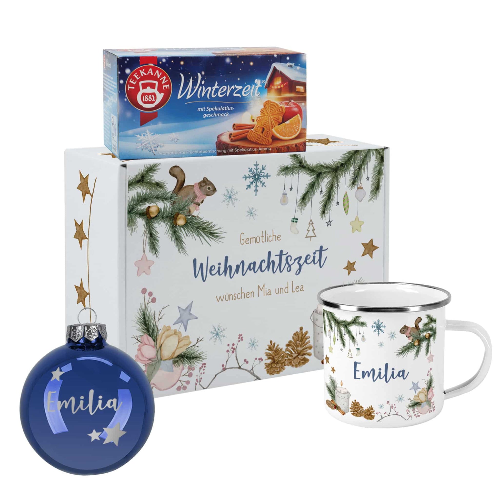 Personalisierte Geschenkbox zu Weihnachten oder Nikolaus mit Tee