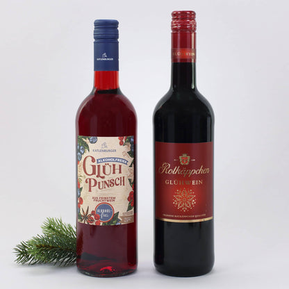 Erhältlich mit alkoholfreiem Glühpunsch oder Glühwein