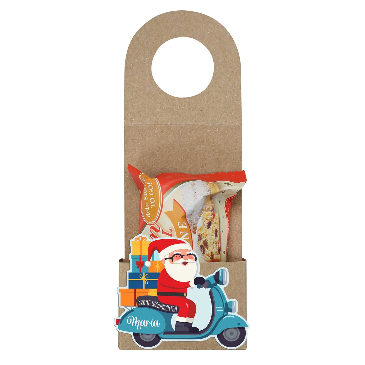 Flaschenanhänger mit Stollen oder Nikolaus zu Weihnachten