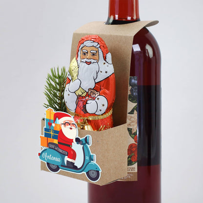 Weihnachtlicher Flaschenanhänger mit Name personalisiert