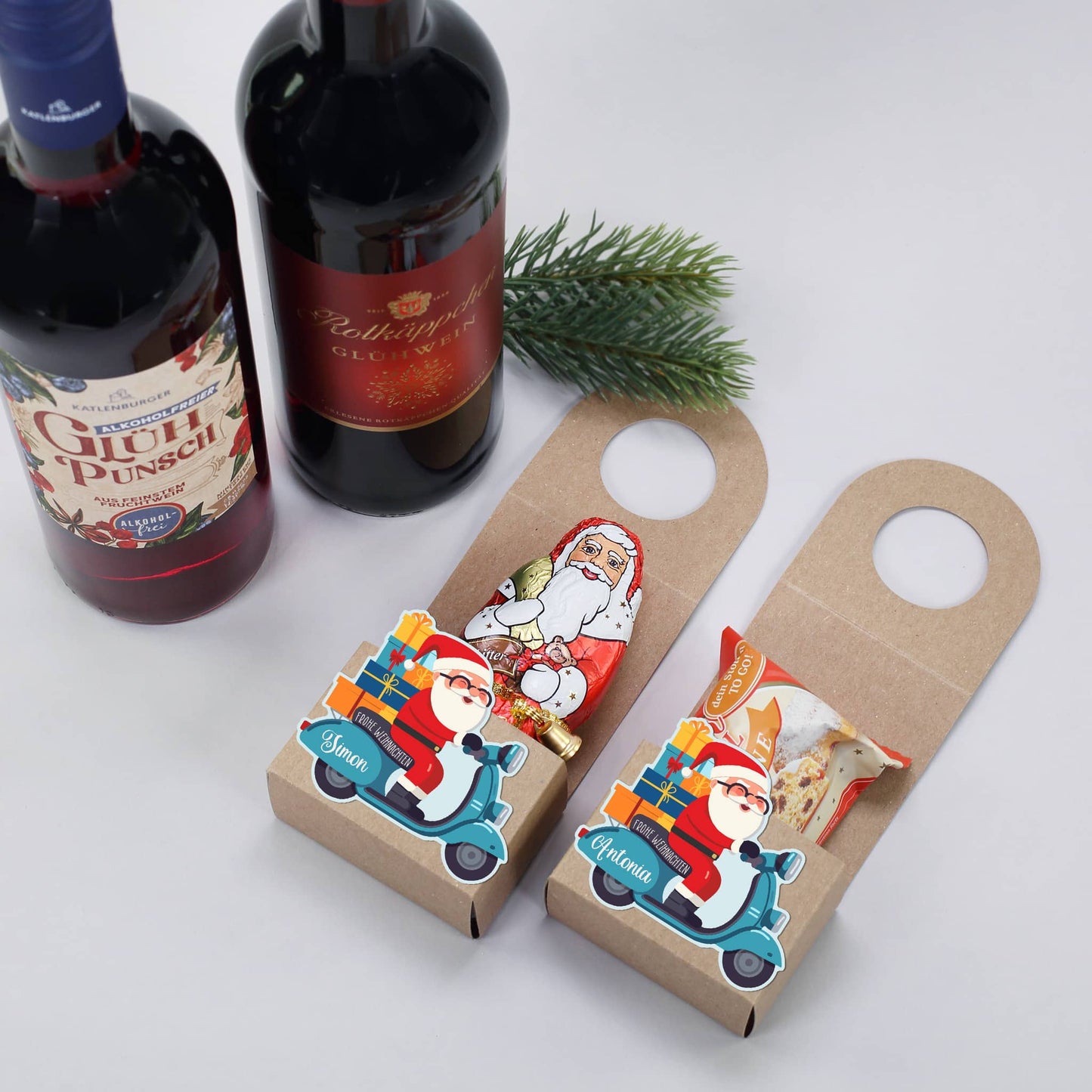 Wahlweise mit Stollenriegel oder Schokoweihnachtsmann