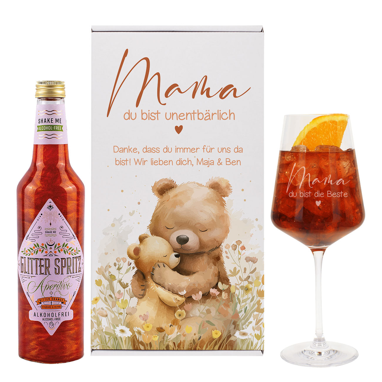 Mama du bist unentbärlich - Glitter Spritz Set zum Muttertag