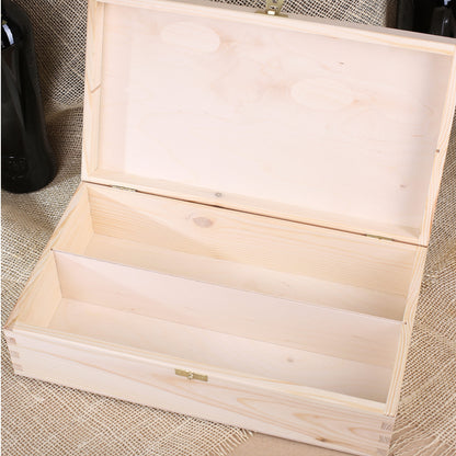 Offene Holzbox mit zwei Fächern für Glas und Flasche