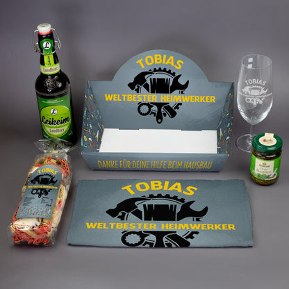 Geschenkset für Handwerker mit Name und Titel personalisiert im Überblick