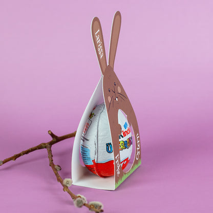 Seitenansicht der Hasen Osterverpackung mit Überraschungsei