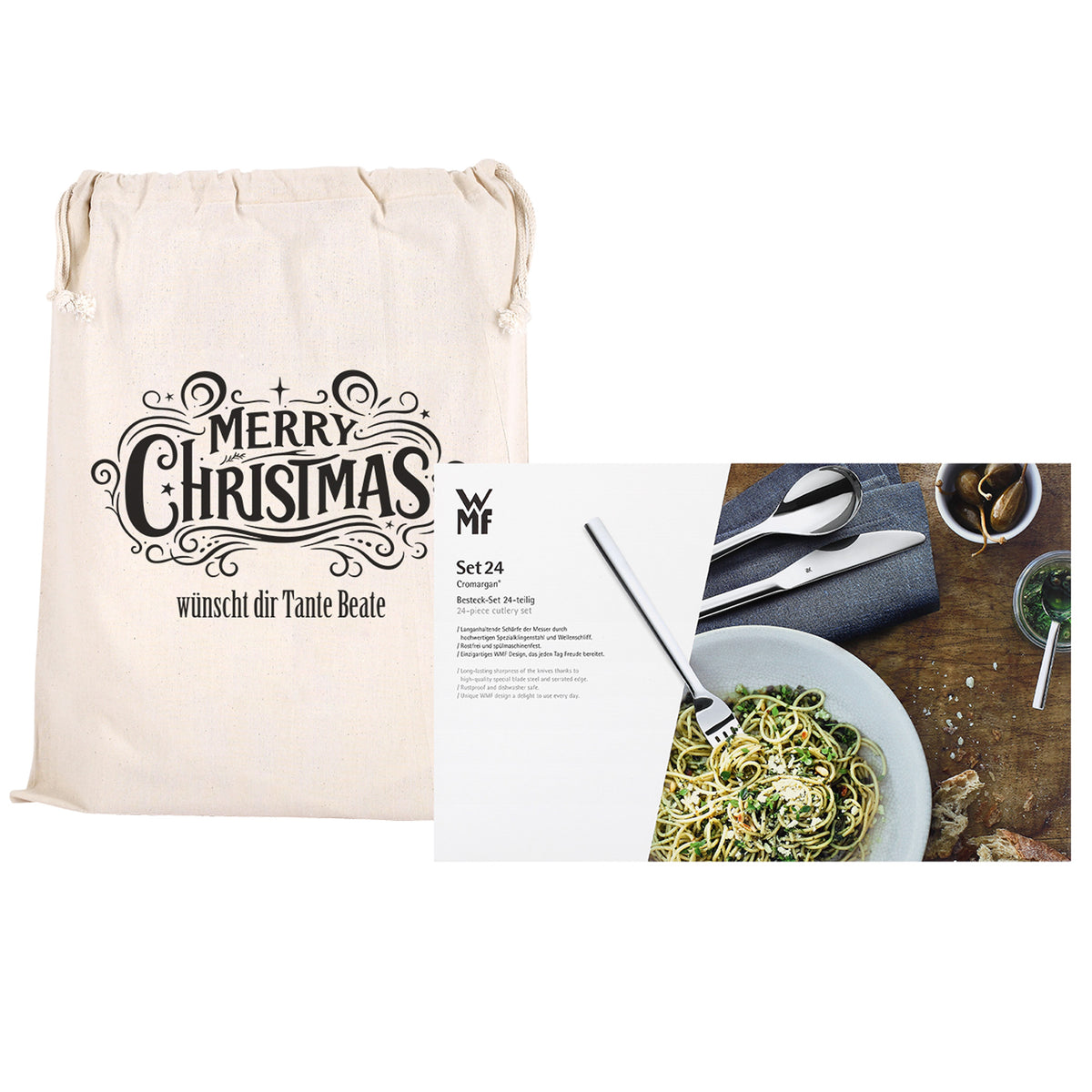 WMF Besteckset mit personalisiertem Geschenksack als hochwertiges Weihnachtsgeschenk