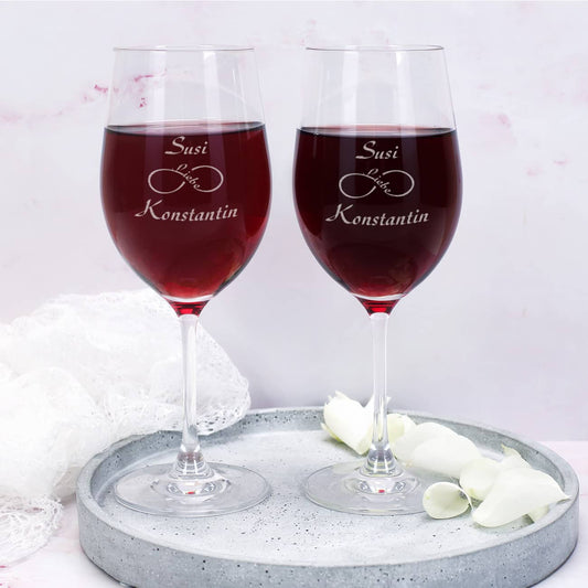 Zwei Weingläser im Set unendliche Liebe