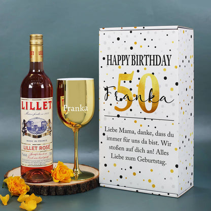 Persönliches Lillet Präsent zum Geburtstag mit Name, Alter und Wunschtext