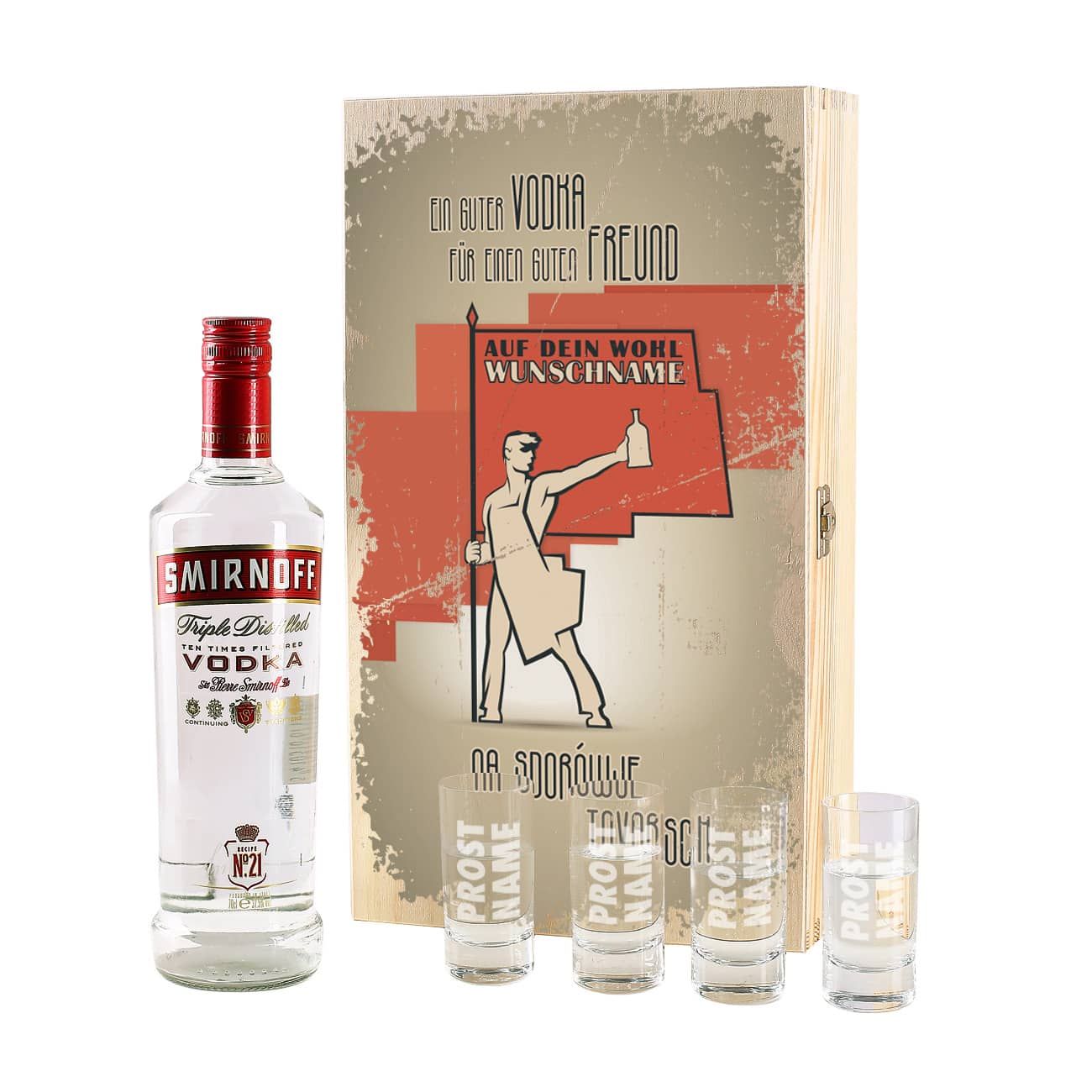 Vodka Geschenkset mit 4 Gläsern