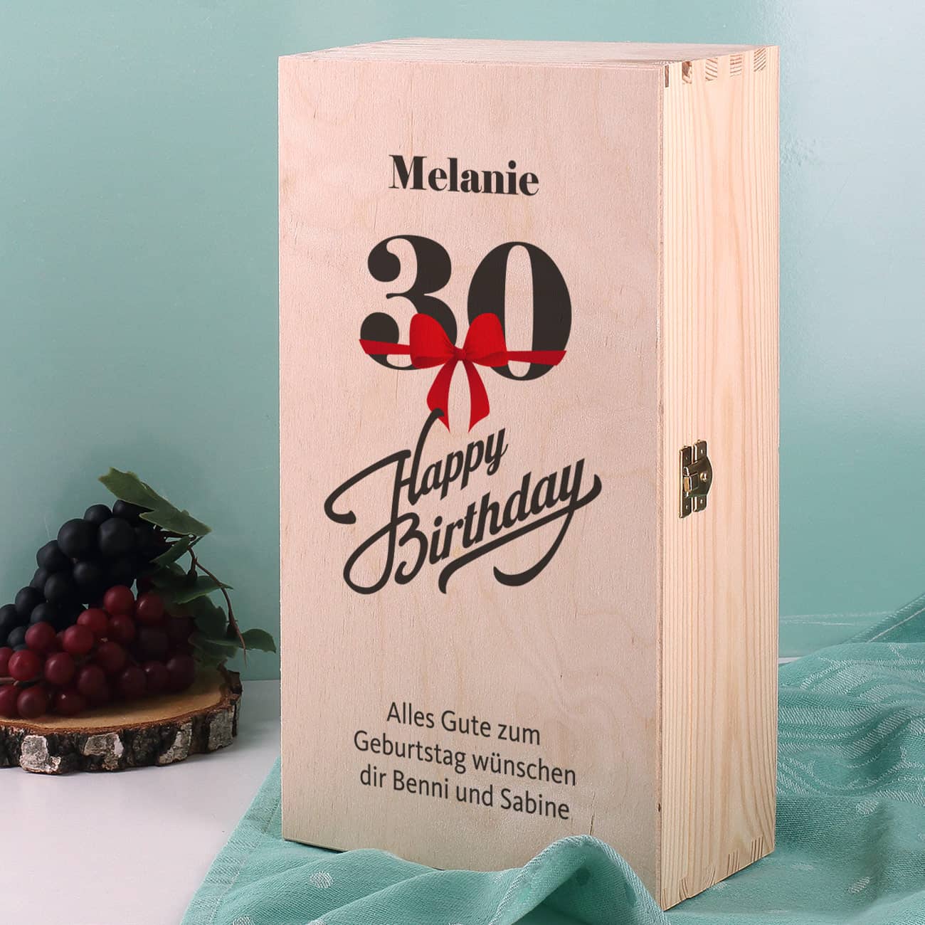 Bedruckte Holzbox zum 30. Geburtstag