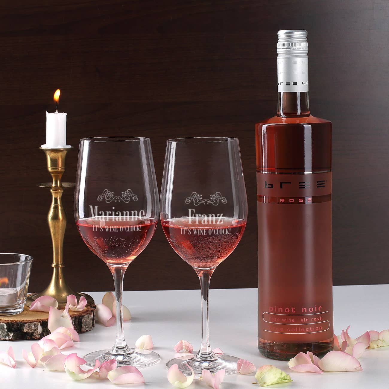 Gravierte Weingläser und BREE Weinflasche