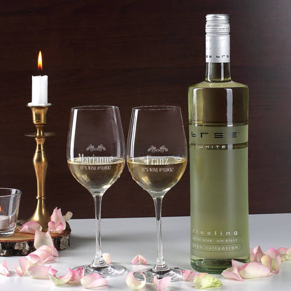 Gravierte Weingläser und BREE Weinflasche