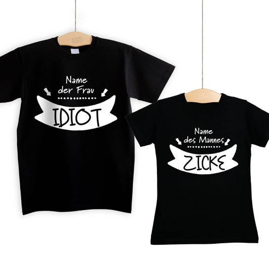 Partner Fun-Shirts -  Idiot und Zicke