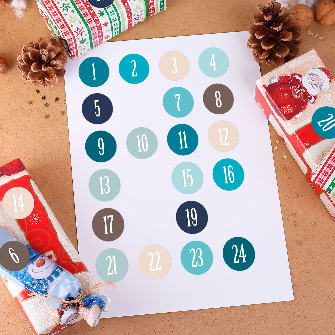 Aufkleber für DIY Adventskalender