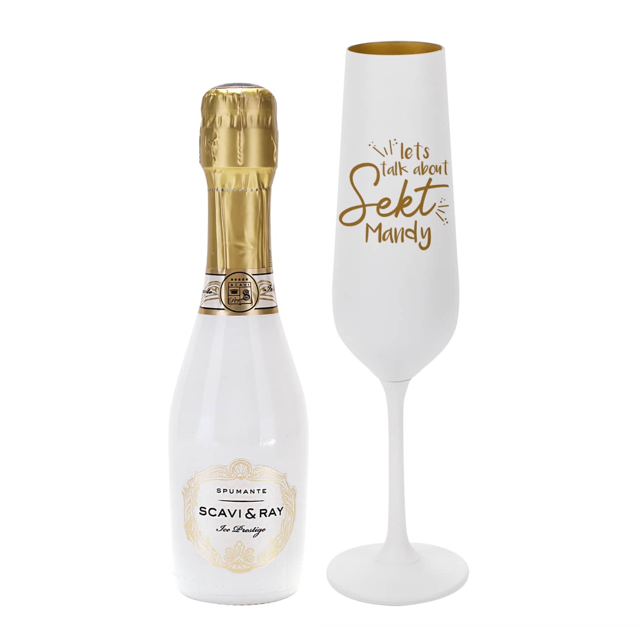 Scavi & Ray Sekt mit graviertem Sektglas mit Name nach Wunsch