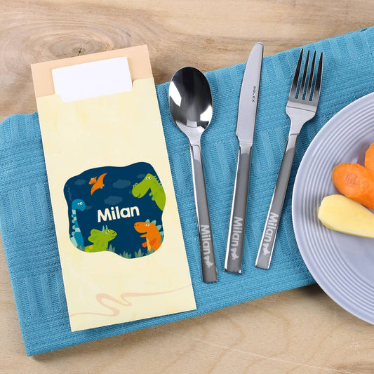 Kinderbesteckset mit Dinosauriern