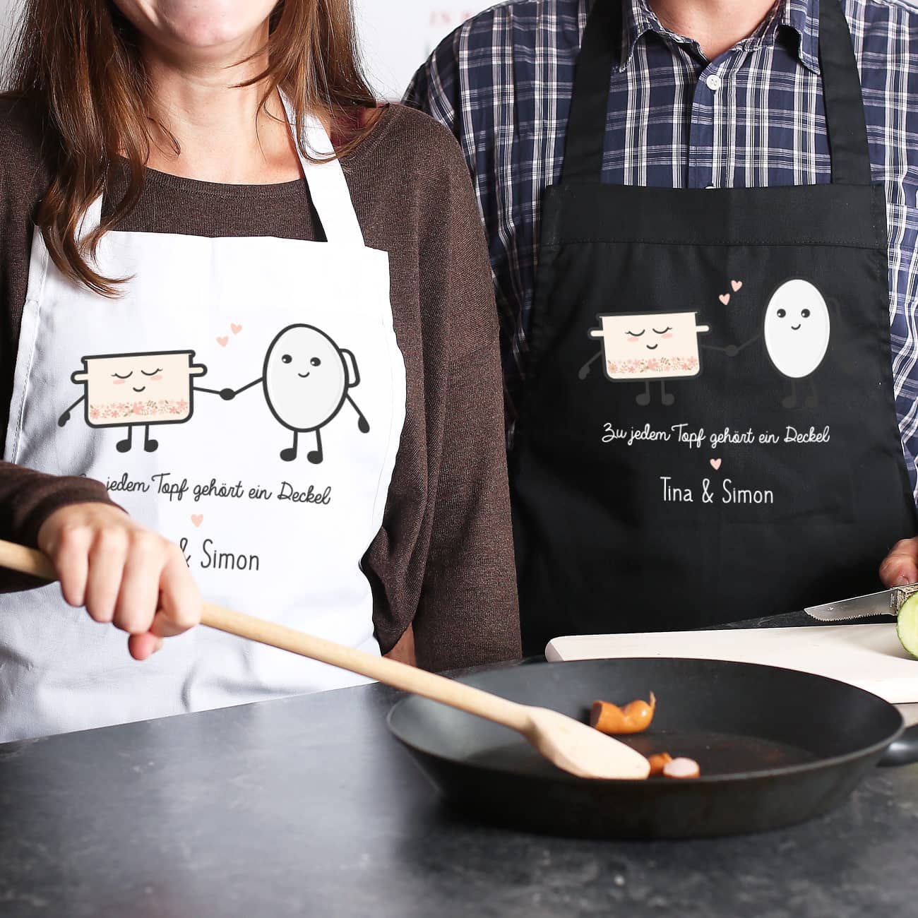 Schürzenset mit Topf und Deckel Motiv und Namen