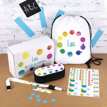 Einschulungs-Geschenkset mit buntem Motiv