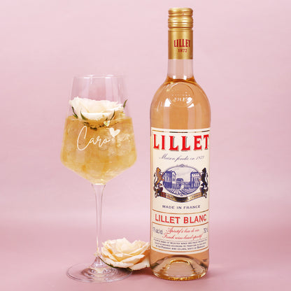 Graviertes Leonardo Weinglas mit einer Flasche Lillet Blanc 0,75L