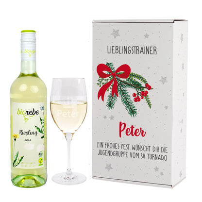 Biorebe Wein Geschenkset zu Weihnachten mit Weinglas in Geschenkbox | Weihnachtsgeschenk