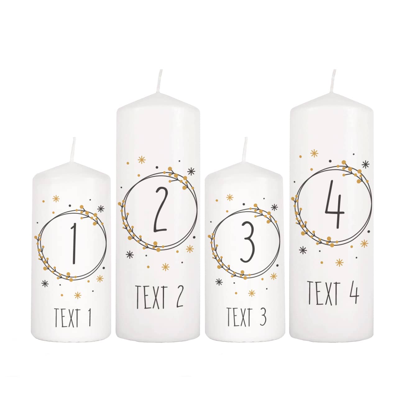 Kerzen für den Adventskranz mit Wunschtexten