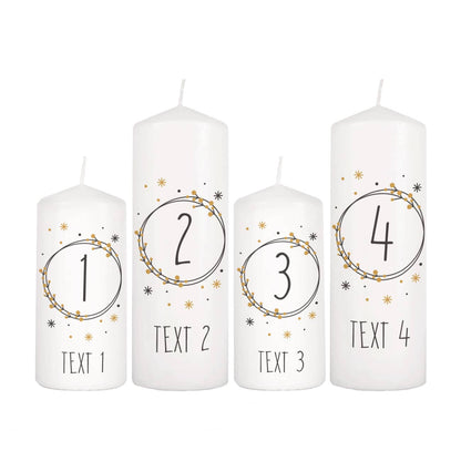 Kerzen für den Adventskranz mit Wunschtexten