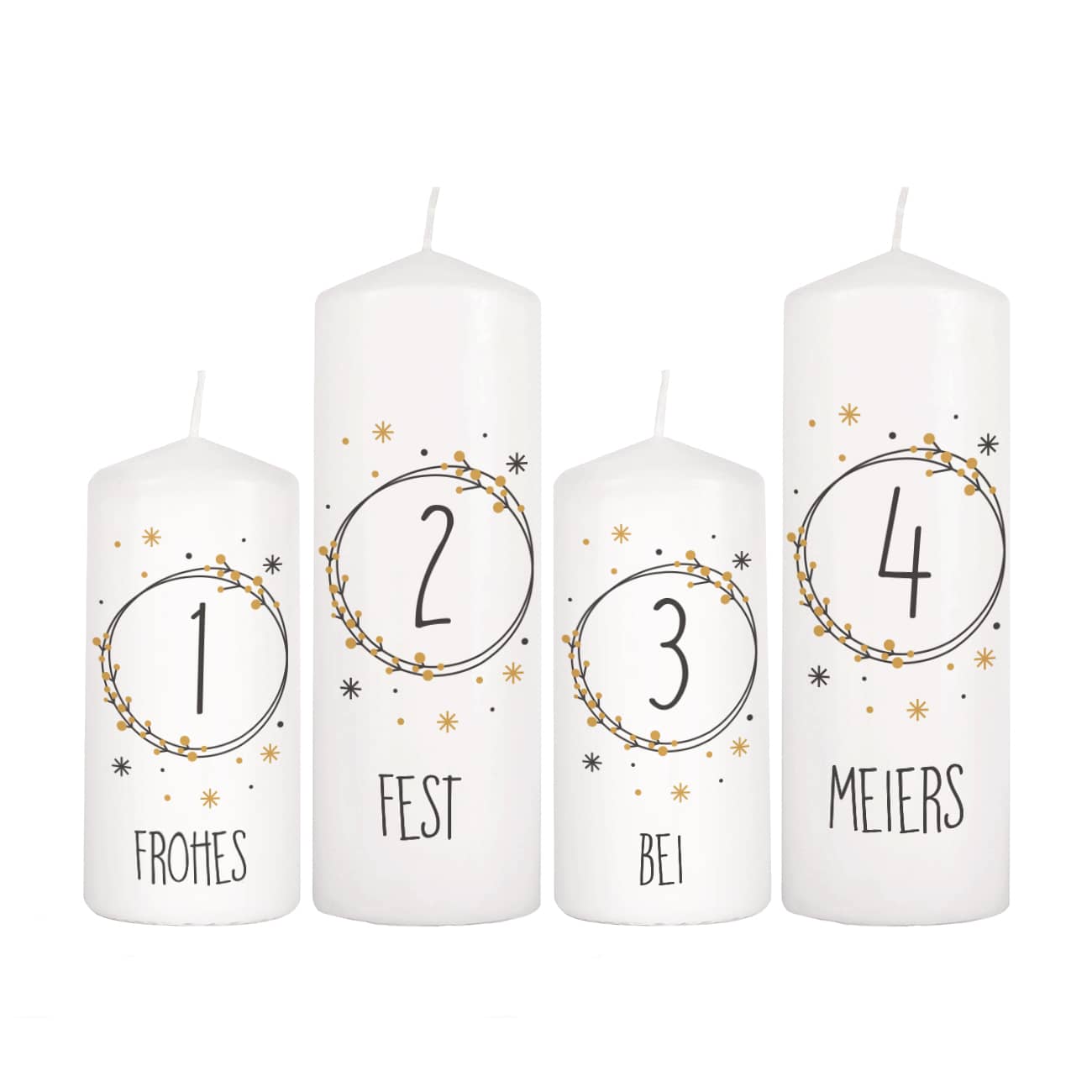Kerzen für den Adventskranz mit Wunschtexten