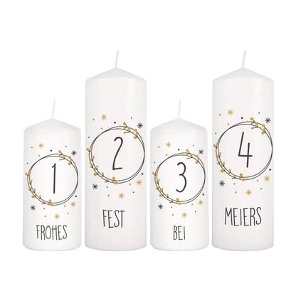 Kerzen für den Adventskranz mit Wunschtexten