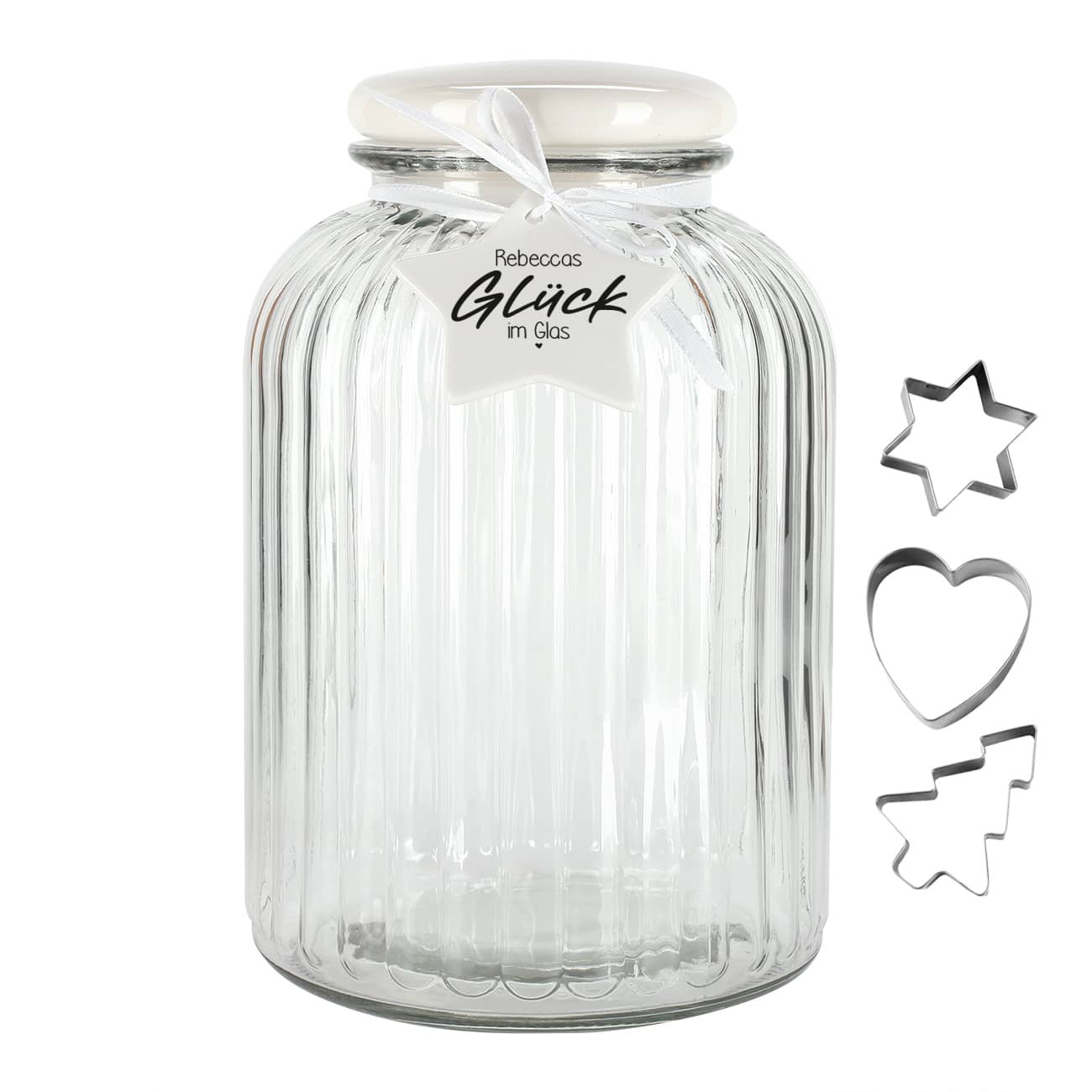 XXL Keksglas "Glück im Glas" mit Ihrem Wunschnamen